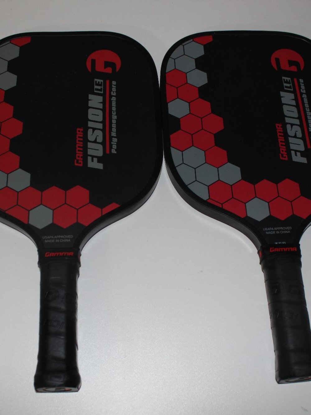 Set of 2 Gamma Fusion LE Pickleball Paddle Poly Honeycomb Core Black Red